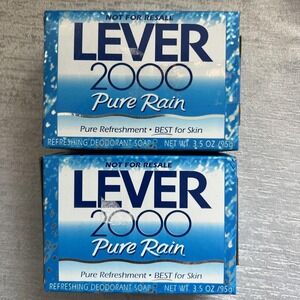 Vintage 1997 Lever 2000 Pure Rain 3.5 Oz Refreshing Deodorant Soap lot 2 tallow